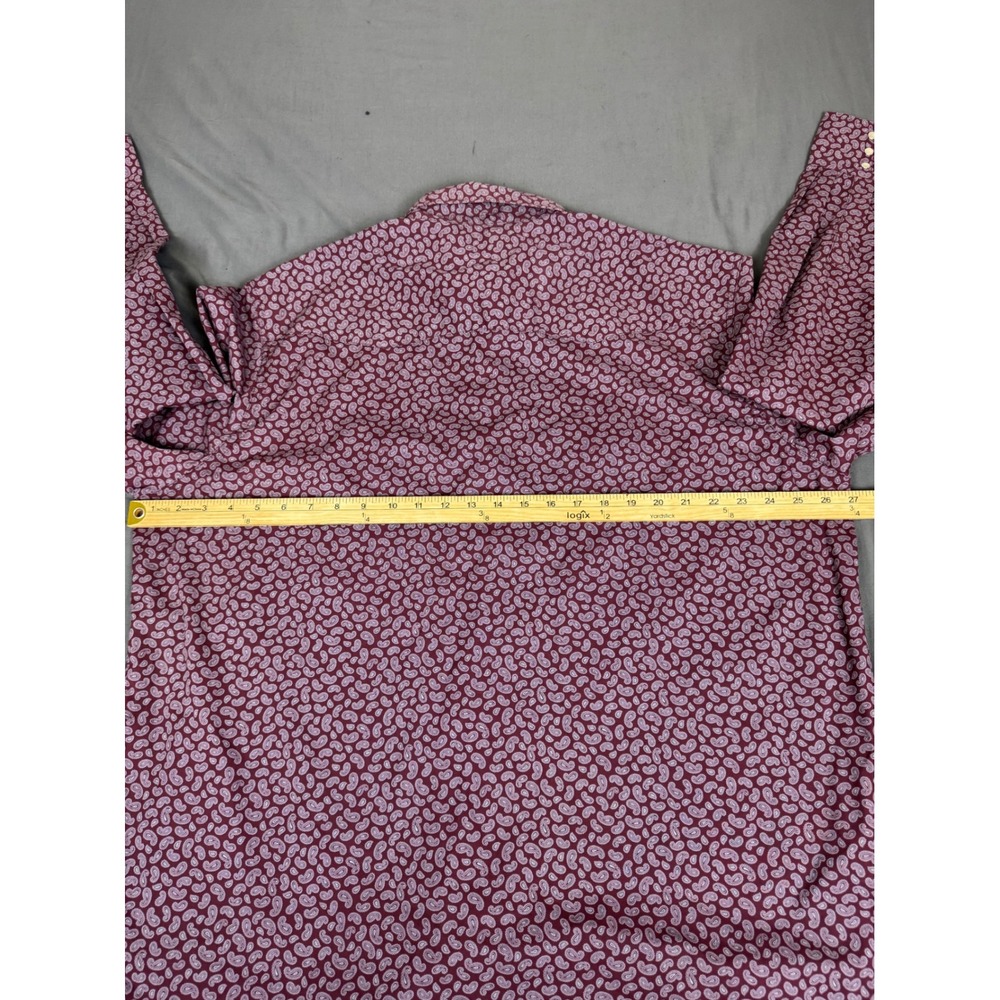Wrangler Wrancher Mens XXL Burgundy Paisley Western Snap Long Sleeve Shirt - Picture 3 of 16